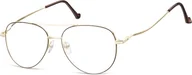 Okulary korekcyjne, oprawki, szkła - Okulary oprawki Pilotki zerówki metalowe korekcyjne 932D złote + brązowe - miniaturka - grafika 1