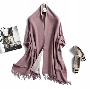 Szal szalik damski 100% kaszmirowy różowy ciemny - Apaszki i szaliki damskie - miniaturka - grafika 1