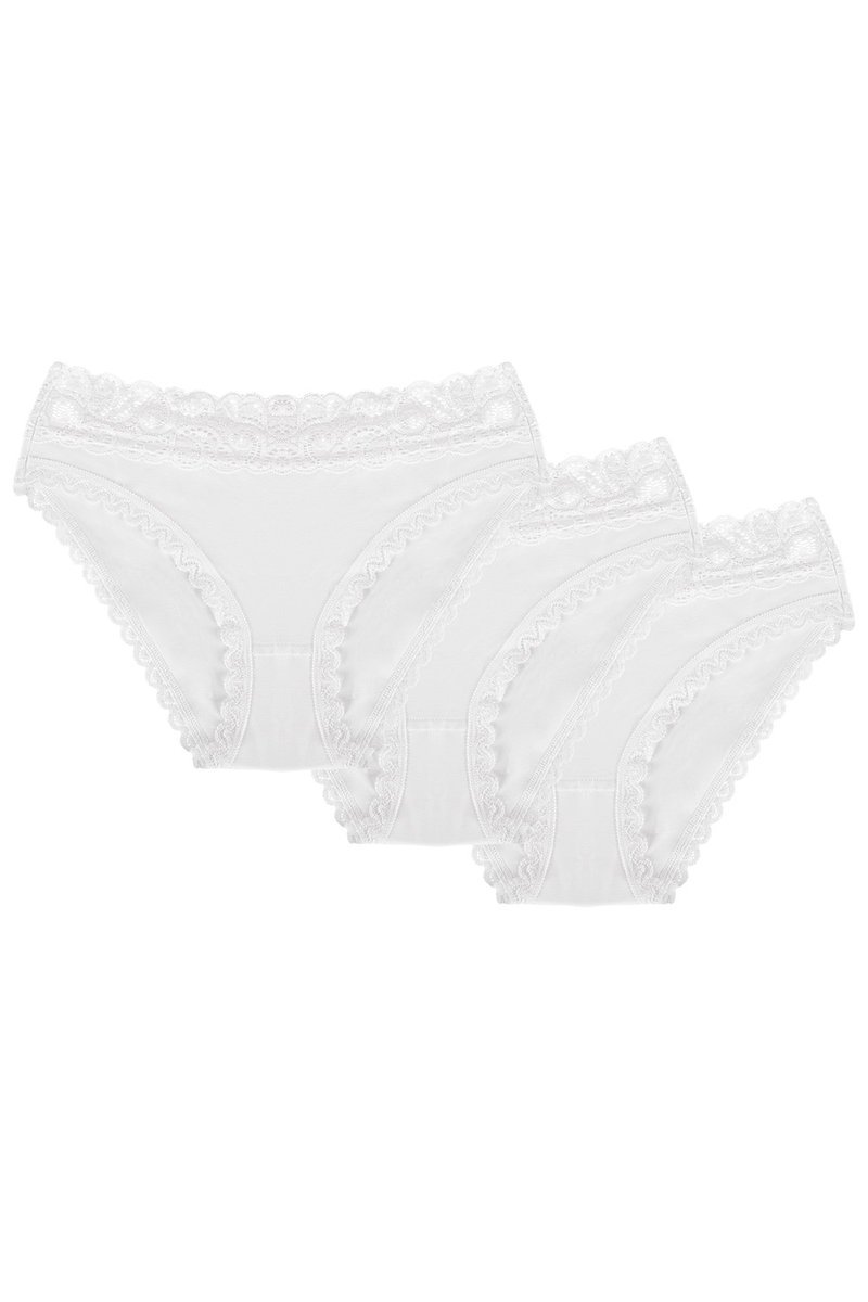 Wol-Bar Soft Lovely 3-pak biały S Majtki figi