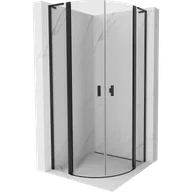 Kabiny prysznicowe - Mexen Mist L kabina prysznicowa półokrągła uchylna 80 x 80 cm, transparent, czarna - 8A32L-080-080-70-00 - miniaturka - grafika 1