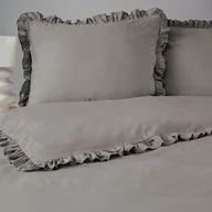 Pościel - Pościel bawełniana z falbaną 160 x 200 cm Pure Collection, ciemnoszara - miniaturka - grafika 1