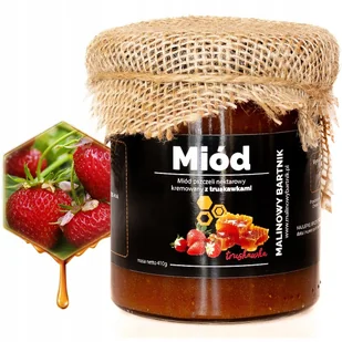 MIÓD WIELOKWIATOWY Z TRUSKAWKĄ Truskawkowy NATURALNY KREMOWANY Polski 410G - Miód - miniaturka - grafika 1