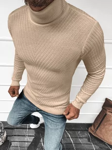 SWETER MĘSKI GOLF BEŻOWY OZONEE L/1596 - Ozonee - Swetry męskie - miniaturka - grafika 1