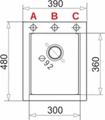 Zlewozmywaki - Pyramis SIROS MINI 39x48 1B karbon 70180512 - miniaturka - grafika 1