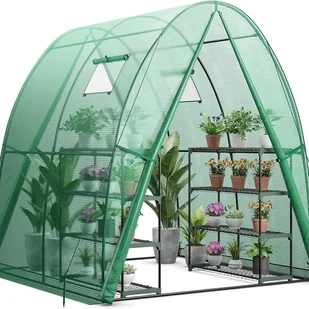 Szklarnia Ogrodowa z Solidną Metalową Ramą, Tunelowa, z 2 Drzwiami i 2 Rolowanymi Oknami, Pokrycie PE, 181 x 181 x 200 cm (Zielona) - Szklarnie ogrodowe Szklarnia Ogrodowa z Solidną Metalową Ramą, Tunelowa, z 2 Drzwiami i 2 Rolowanymi Oknami, Pokrycie PE, 181 x 181 x 200 cm (Zielona) - Szklarnie ogrodowe - miniaturka - grafika 1