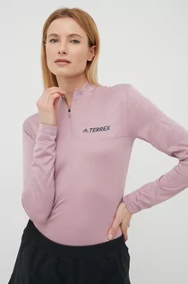 Koszulki i topy damskie - Adidas TERREX TERREX longsleeve sportowy Multi kolor różowy z półgolfem - grafika 1