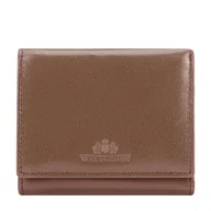 Portfele - Damski portfel z gładkiej skóry na zatrzask taupe - miniaturka - grafika 1