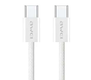 Awei CL-219TW USB-C do USB-C 60W 1m Biały - Kable USB - miniaturka - grafika 1
