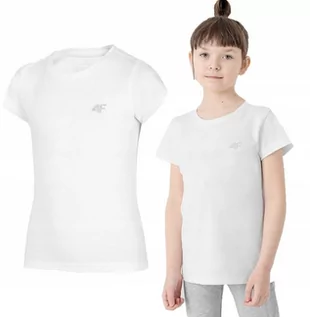 Koszulki dla dziewczynek - KOSZULKA DZIEWCZĘCA 4F T-SHIRT BAWEŁNA WF 122 - grafika 1