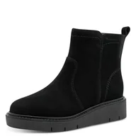 Kozaki damskie - TAMARIS Damskie buty Comfort Boot Flat Półdługie kozaki, Black Suede, 38 EU, czarny zamsz, 38 EU - miniaturka - grafika 1