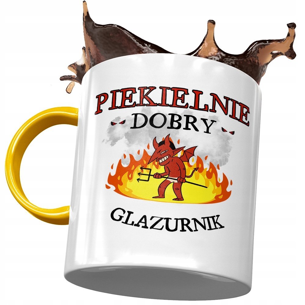 Kubek Żółty Dla Glazurnika Piekielnie Dobry z Nadrukiem ze Zdjęciem + Opakowanie na prezent (wzór 02)