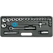 Zestawy narzędziowe - Vorel zestaw nasadek z grzechotką i przedłużką 1/2 10-32mm 24 części 58240 - miniaturka - grafika 1