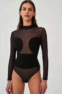 Body - Undress Code body All-Nighter Bodysuit kolor czarny transparentne gładki - miniaturka - grafika 1