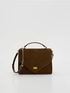 Torebki damskie - Reserved - Zamszowa torebka z paskiem - brązowy - miniaturka - grafika 1