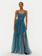 Sukienki - Fracomina Sukienka wieczorowa FQ24WD3006W52901 Niebieski Slim Fit - miniaturka - grafika 1