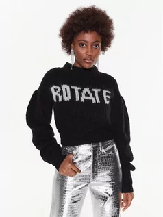 Swetry damskie - ROTATE Sweter Knit Puff-Sleeve RT2286 Czarny Regular Fit - grafika 1