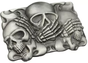 Klamra Do Paska Sprzączka Pełna Blaszka Z Bolczykiem 40 mm Metalowa Solidna KBOL40/77 "TRZY MĄDRE CZASZKI" - Paski - miniaturka - grafika 1