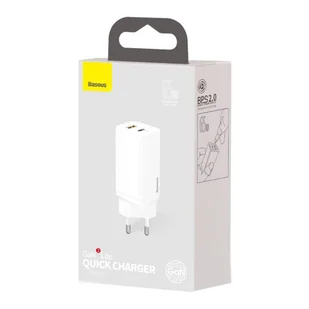 Baseus GaN2 Lite szybka ładowarka sieciowa 65W USB / USB Typ C Quick Charge 3.0 Power Delivery (azotek galu) biały (CCGAN2L-B02) - Ładowarki do telefonów - miniaturka - grafika 5