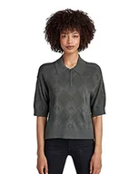 Koszulki i topy damskie - G-STAR RAW Damska koszulka polo z dzianiny Pointelle, Szary (Graphite D20494-b754-996), S - miniaturka - grafika 1