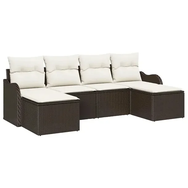 Zestaw Sof Ogrodowych Rattanowych Brązowo-Kremowy, 5 Elementów, 75 cm