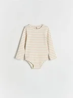 Body dla niemowląt - Reserved - Bawełniane body z haftem - beżowy - miniaturka - grafika 1