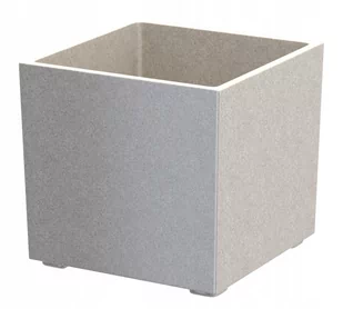 Granitowa Donica Kwadratowa Kubi M Na Zewnątrz Beż - Donice - miniaturka - grafika 1