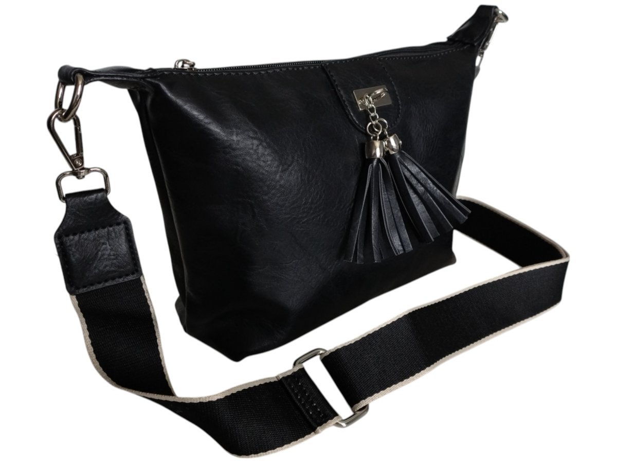 Torebka Damska, Stylowa Mała Listonoszka Na Ramię Czarna, Miejska