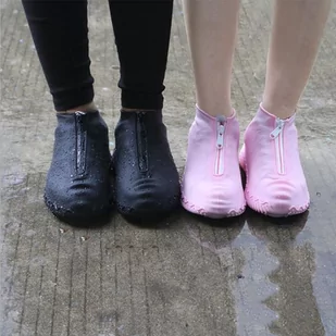 Gumowe wodoodporne ochraniacze na buty z suwakiem rozmiar "40-44" - czarne - Akcesoria turystyczne - miniaturka - grafika 1