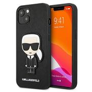 Etui i futerały do telefonów - Karl Lagerfeld KLHCP13SOKPK iPhone 13 mini 5,4" czarny/black hardcase Saffiano Ikonik Karl s Patch KF000787 - miniaturka - grafika 1