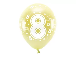 PartyDeco Balony Eco 33 cm, Cyfra '' 8 '', jasny złoty (1 op. / 6 szt.) ECO33M-208-019J-6 [18075005] - Balony i akcesoria - miniaturka - grafika 1