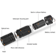 Latarki - Mini latarka, latarka z brelokiem, latarka kieszonkowa, latarka ładowana przez USB, latarka z brelokiem - miniaturka - grafika 1