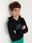 Swetry dla chłopców - Sinsay - Bluza z kapurem - czarny - miniaturka - grafika 1