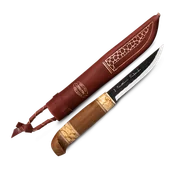 Noże - Marttiini Kierinki stal węglowa, kuta/utwardzana brzoza/brzoza karelijska/skóra 126010 - miniaturka - grafika 1