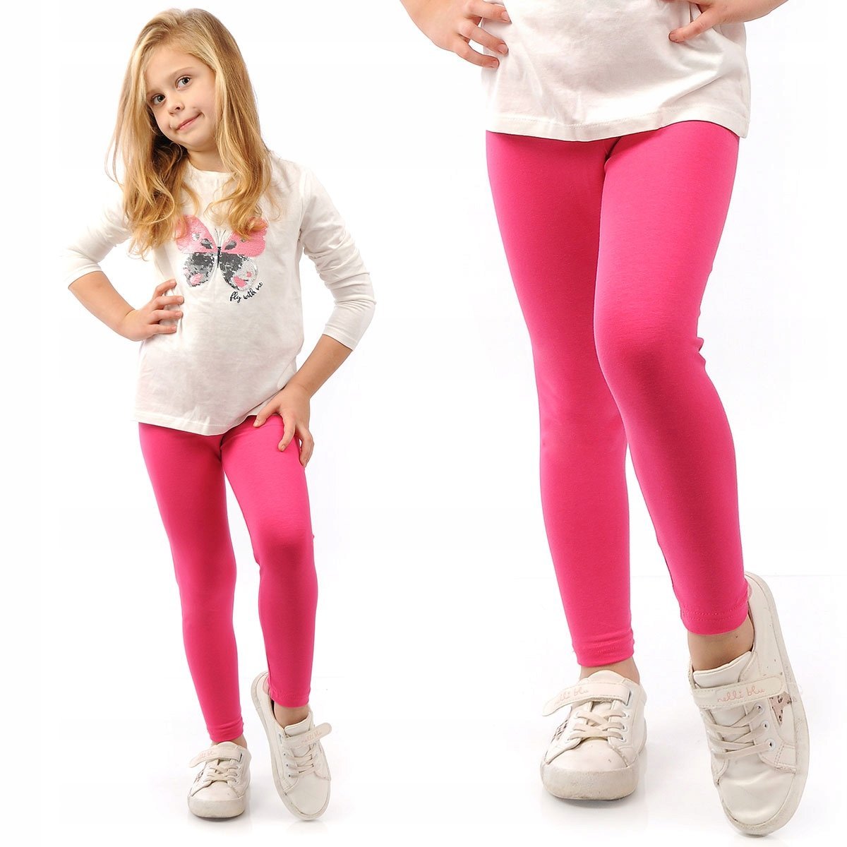 Elastyczne Legginsy Bawełniane Klasyczne Getry Polskie Różowe 140