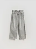 Spodnie i spodenki dla dziewczynek - Reserved - Jeansy wide leg z przetarciem - jasnoszary - miniaturka - grafika 1