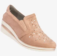 Półbuty damskie - Półbuty Damskie Buty Na Koturnie Z Ozdobami Jezzi Różowe RMR1738-8 Różowy 38 - miniaturka - grafika 1