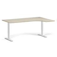 Stoły i stoliki do biura - Stół z regulacją wysokości, 1 silnik, 745 - 1235 mm, narożnik L/P, blat 1800 x 1200 mm, podstawa biała, dąb naturalny - miniaturka - grafika 1
