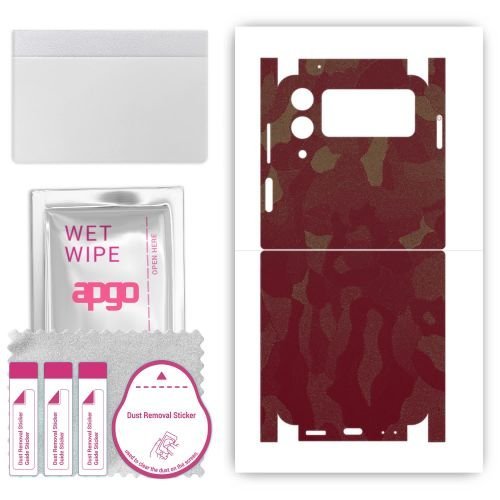 folia naklejka skórka strukturalna na TYŁ+BOKI do Samsung Galaxy Z Flip4 - Moro Camo Bordowy - apgo SKINS