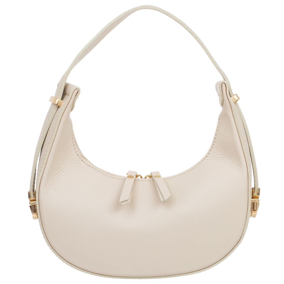 Mała Torebka Damska Skórzana Kaletnik Mezzaluna Ecru