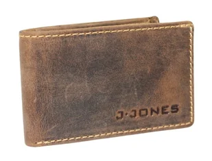 Portfel Męski Skórzany Jennifer Jones Skóra Licowa Mały Poziomy Bez Zapięcia 5493 RFID BRĄZOWY 10 x 6,5 x 2 [cm] - Portfele - miniaturka - grafika 1