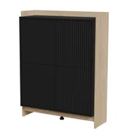 Komody - Cama Komoda PORTO 100x38x130 dąb/czarny - miniaturka - grafika 1