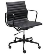Fotele i krzesła biurowe - King Home Fotel Biurowy Body Prestige Plus Czarny Skóra Naturalna Aluminium B022.BLACKL - miniaturka - grafika 1