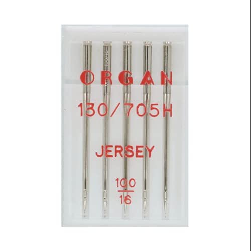 Organ Needles 5205100 igły maszynowe, kolor srebrny, rozmiar 100/16, 5 odliczonych