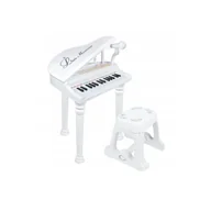 Instrumenty muzyczne dla dzieci - PIANINO Z MIKROFONEM I KRZESEŁKIEM DLA DZIECI BIAŁE WHITE ZABAWA PREZENT - miniaturka - grafika 1
