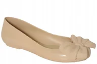 Baleriny - MELISSA BALERINY DAMSKIE BEŻOWE Z KOKARDĄ WSUWANE 40 I1C - miniaturka - grafika 1