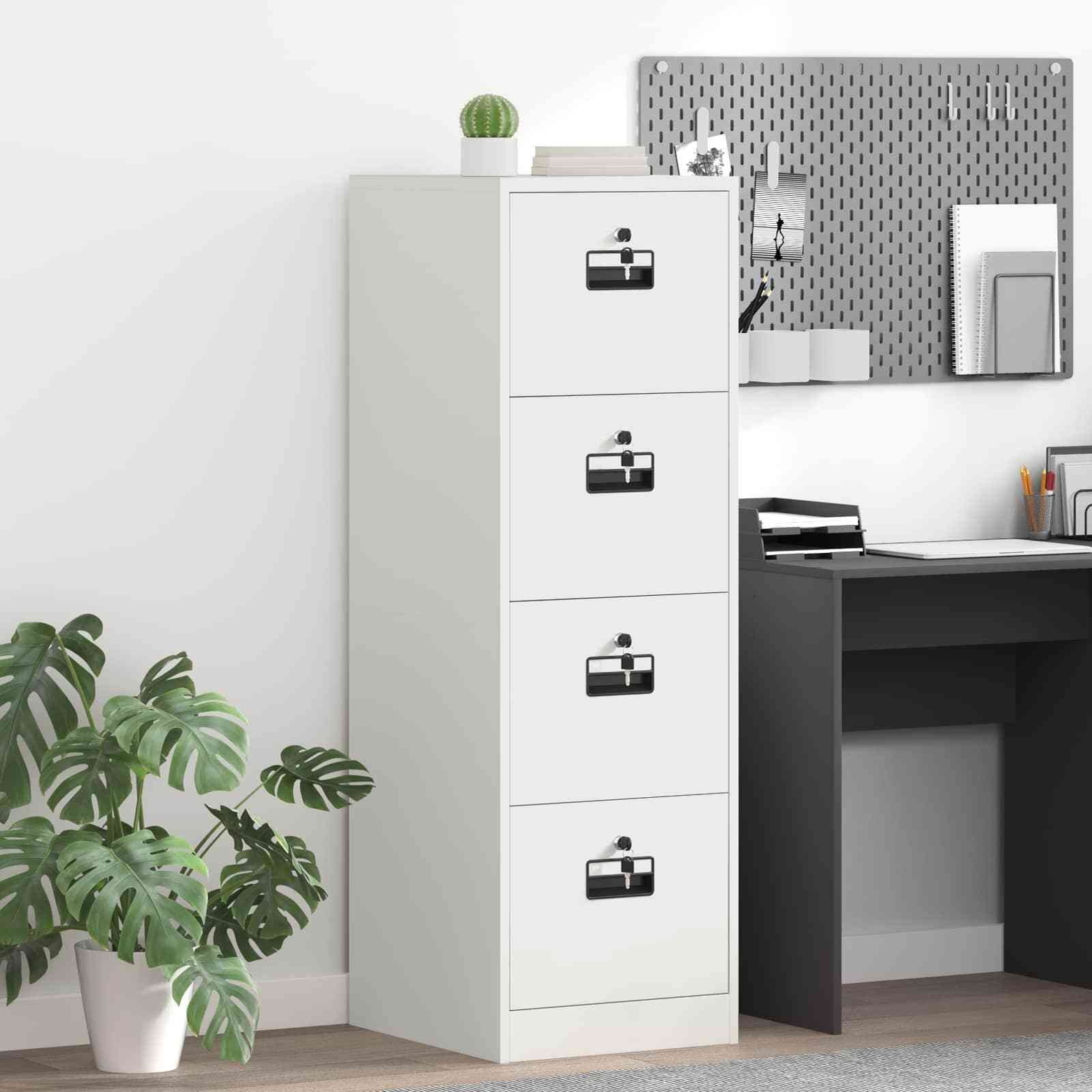 vidaXL Szafka na dokumenty z szufladą 2 pcs Biały 44 x 50 x 106.5 cm
