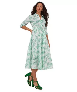 Joe Browns Damska sukienka midi z nadrukiem zielonych liści, wielokolorowa, 14, multi, 40 - Sukienki - miniaturka - grafika 1