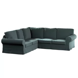 Pokrowiec na sofę narożną Ektorp, DEKORIA, zgaszony szmaragd, 240/136x82x73 cm - Pokrowce na meble - miniaturka - grafika 1