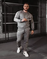Dresy męskie - Komplet męski OLAVOGA STRIPES MEN 2024 szary melanż L - Fashionplace - miniaturka - grafika 1