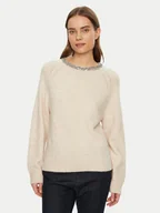 Swetry damskie - Morgan Sweter 242-MPERLE Beżowy Regular Fit - miniaturka - grafika 1